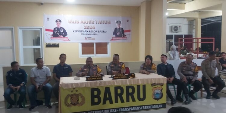 Pres Rilis, Kapolres AKBP Dodik Susianto, S.I.K. Menyampaikan Situasi Kamtibmas Kabupaten Barru Sepanjang Tahun 2024