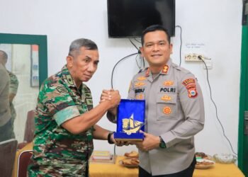Kapolres Barru AKBP Ananda Fauzi Harahap, S.I.K., M.H., Silaturahmi Dengan Pabung Kodim 1405 Parepare Mayor Inf. Aris Surya Beserta Para Danramil