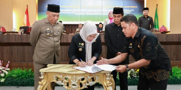 Bupati Barru, Andi Ina Kartika Sari, S.H., M.Si., Melakukan Penandatanganan Nota Kesepakatan Bersama APBD 2026