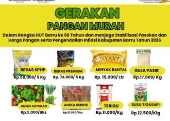 Dinas Pangan PTHBUN Barru Gelar Gerakan Pangan Murah di Alun-alun Colliq Pujie