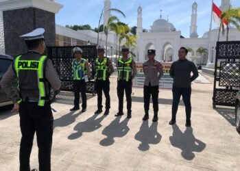Jaga Kelancaran Lalu Lintas, Satlantas Polres Barru Kawal Kajian Aswaja Babom NU di Masjid Zam Zam