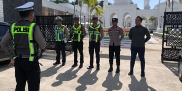 Jaga Kelancaran Lalu Lintas, Satlantas Polres Barru Kawal Kajian Aswaja Babom NU di Masjid Zam Zam