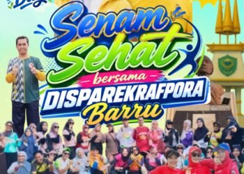 Disparekrafpora Barru Ajak Masyarakat Ramaikan Car Free Day dan Senam Sehat di Alun-alun Colliq Pujie