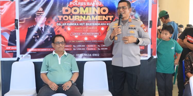 Sambut Hari Bhayangkara ke-80, Kapolres Barru Buka Turnamen Domino Diikuti 128 Pasangan
