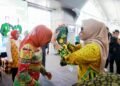Bupati Andi Ina Kalungkan Wastra Khas Barru kepada Sri Suparni Bahlil